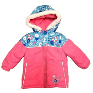 🌟 RUGGED BEAR 2T Winter Coat with Hood Pink Blue Flowers Zipper 🌟